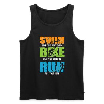 Tri Swim Bike Run - Débardeur bio Premium Homme - noir - Devant - AI Model Male 178 light (178cm)