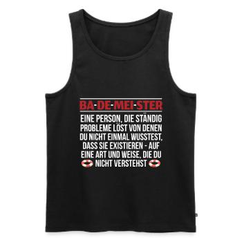 Nur Für Echte Bademeister - Männer Premium Bio Tank Top - Schwarz - Vorne - Michal (187cm)