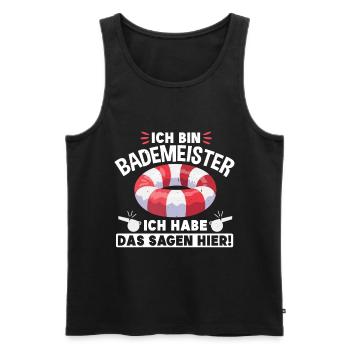 Bademeister Ich Hab Das Sagen - Männer Premium Bio Tank Top - Schwarz - Vorne - Michal (187cm)