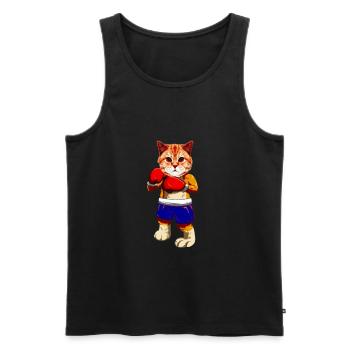 Katze Cat T shirt Geschenk Fan Lustig Mittelfinger - Männer Premium Bio Tank Top - Schwarz - Vorne - AI Model Male 178 light (178cm)