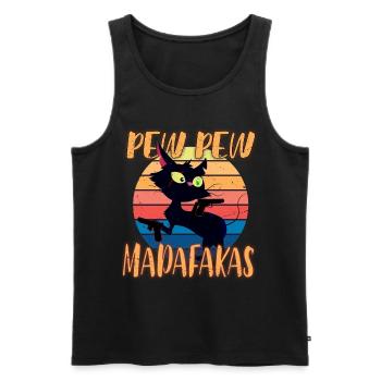 Katze Cat T shirt Geschenk Fan Lustig Mittelfinger - Männer Premium Bio Tank Top - Schwarz - Vorne - AI Model Male 178 light (178cm)