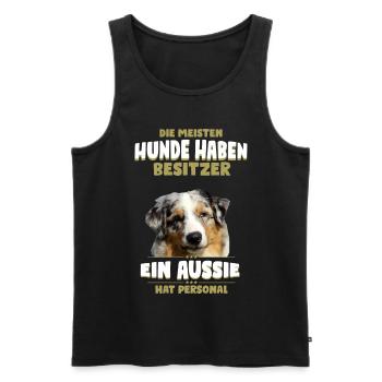 Australian Shepherd - Aussie Hund - Männer Premium Bio Tank Top - Schwarz - Vorne - Michal (187cm)