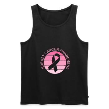 Ruban rose pour la sensibilisation au cancer du sein - Débardeur bio Premium Homme - noir - Devant - AI Model Male 178 light (178cm)