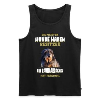Rauhaardackel Tshirt - Rauhaardackel Hund Shirt - Männer Premium Bio Tank Top - Schwarz - Vorne - Michal (187cm)
