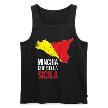 MINCHIA CHE BELLA PALERMO Sicilia - Männer Premium Bio Tank Top - Schwarz - Vorne - AI Model Male 178 light (178cm)