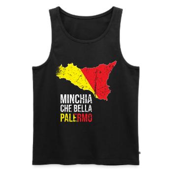 MINCHIA CHE BELLA PALERMO Sicilia - Männer Premium Bio Tank Top - Schwarz - Vorne - AI Model Male 178 light (178cm)