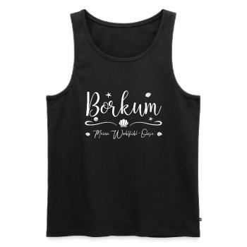 My feel-good - Borkum Island - Men's Premium Organic Tank Top - black - Front - AI Model Male 178 light (178cm)