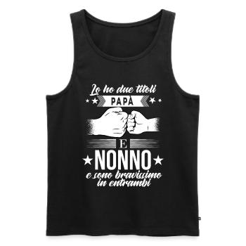 Lo Ho Due Titoli Papà E Nonno - Männer Premium Bio Tank Top - Schwarz - Vorne - Michal (187cm)