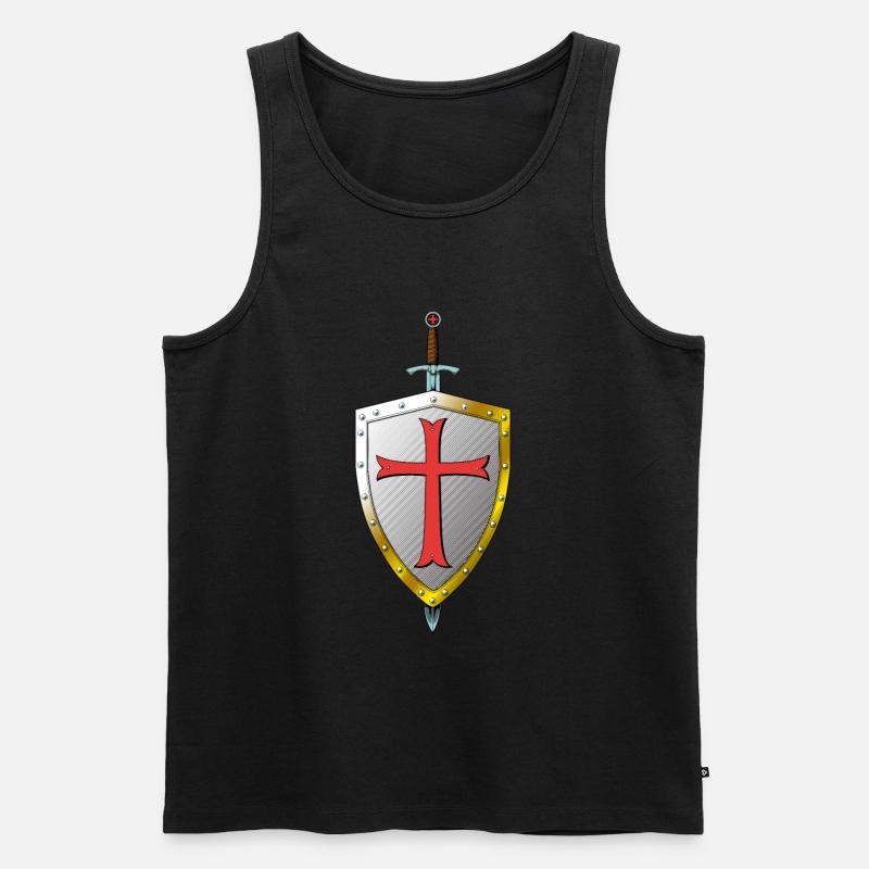 Templer Schild und Schwert - Tempelritter - Männer Premium Bio Tank Top - Schwarz