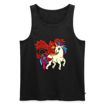 Beste Freunde - Einhorn und Phoenix - Männer Premium Bio Tank Top - Schwarz - Vorne - Michal (187cm)