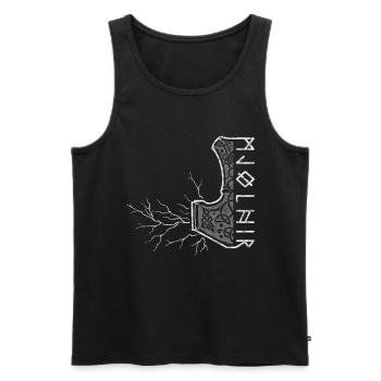 Le marteau de Thor avec flash - Mjölnir - Débardeur bio Premium Homme - noir - Devant - Michal (187cm)