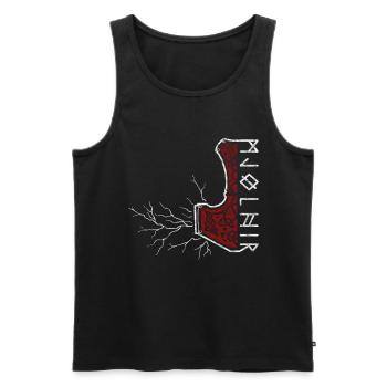Le marteau de Thor avec flash - Mjölnir - Débardeur bio Premium Homme - noir - Devant - Michal (187cm)
