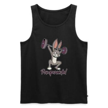 Starker Hase macht Gewichtheben - Pumpernickel - Männer Premium Bio Tank Top - Schwarz - Vorne - Michal (187cm)