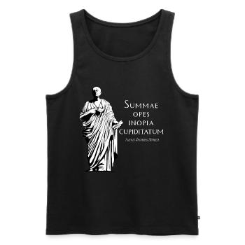 Latin - Summae Opes Inopia Cupiditatum - Men's Premium Organic Tank Top - black - Front - AI Model Male 178 light (178cm)