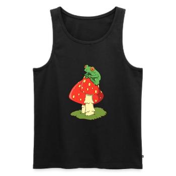 Cottagecore Aestethic - Frog on fly agaric - Men's Premium Organic Tank Top - black - Front - AI Model Male 178 light (178cm)