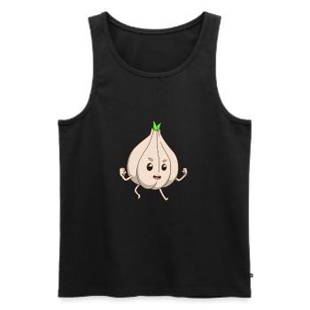 Comic Knoblauch - Männer Premium Bio Tank Top - Schwarz - Vorne - AI Model Male 178 light (178cm)