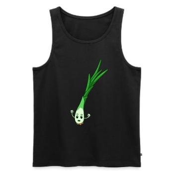 Comic Frühlingszwiebel - Männer Premium Bio Tank Top - Schwarz - Vorne - AI Model Male 178 light (178cm)
