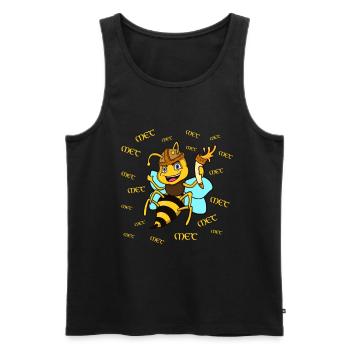 Cartoon Biene mit Trinkhorn und Honigwein - Met - Männer Premium Bio Tank Top - Schwarz - Vorne - AI Model Male 178 light (178cm)