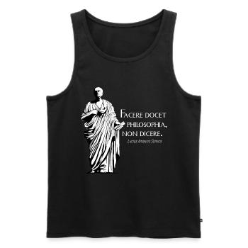 Latein - Facere docet philosophia non dicere - Männer Premium Bio Tank Top - Schwarz - Vorne - Michal (187cm)