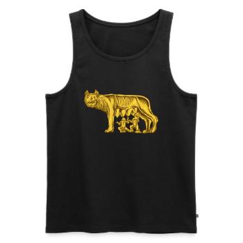 Kapitolinische Wölfin - Männer Premium Bio Tank Top - Schwarz - Vorne - AI Model Male 178 light (178cm)