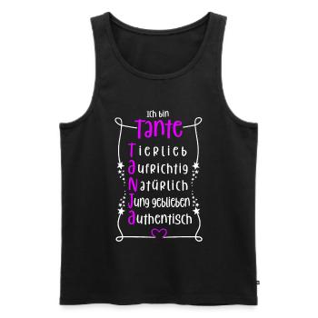 Tanja - beste Tante - Männer Premium Bio Tank Top - Schwarz - Vorne - Michal (187cm)