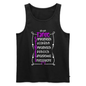 Steffi - beste Tante - Männer Premium Bio Tank Top - Schwarz - Vorne - AI Model Male 178 light (178cm)
