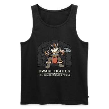 D20 Rollenspiel Charakter - Zwerg Kämpfer - Männer Premium Bio Tank Top - Schwarz - Vorne - Michal (187cm)
