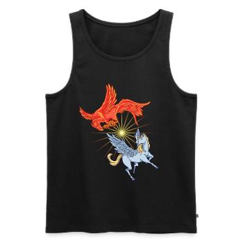 Animals of Mythology - Phoenix vs Pegasus - Men's Premium Organic Tank Top - black - Front - Michal (187cm)
