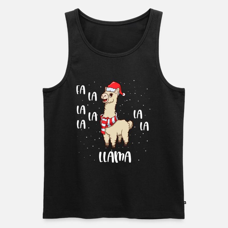Weihnachtslama - Fa La La Llama - Männer Premium Bio Tank Top - Schwarz