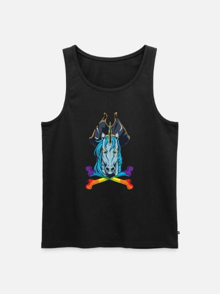 Regnbue knogler - Pirat enhjørning - Herre Premium økologisk tanktop - sort