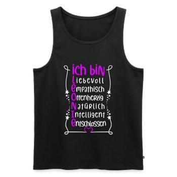 Für den besten Menschen - Ich bin Leonie - Männer Premium Bio Tank Top - Schwarz - Vorne - AI Model Male 178 light (178cm)