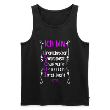 Für den besten Menschen - Ich bin Uschi - Männer Premium Bio Tank Top - Schwarz - Vorne - AI Model Male 178 light (178cm)