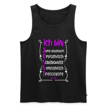 Für den besten Menschen - Ich bin Jessi - Männer Premium Bio Tank Top - Schwarz - Vorne - AI Model Male 178 light (178cm)