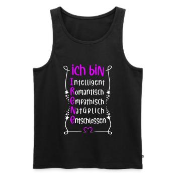 Für den besten Menschen - Ich bin Irene - Männer Premium Bio Tank Top - Schwarz - Vorne - AI Model Male 178 light (178cm)