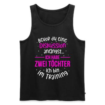 Ich habe zwei Töchter - Mutter und Tochter - Männer Premium Bio Tank Top - Schwarz - Vorne - Michal (187cm)