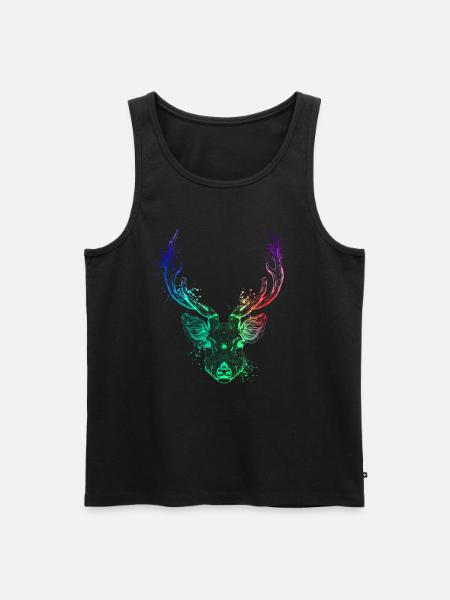 Farbenfroher Hirschkopf - Männer Premium Bio Tank Top - Schwarz
