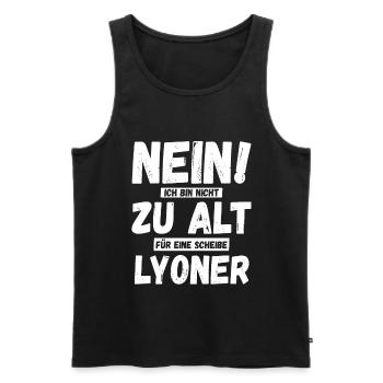 Never too old for Lyoner Petersilie Metzger - Männer Premium Bio Tank Top - Schwarz - Vorne - AI Model Male 178 light (178cm)