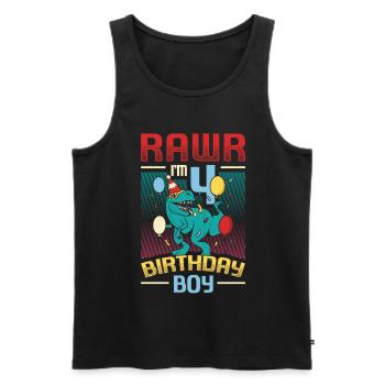Birthday Trex Dinosaur 4th Birthday Boy - Men's Premium Organic Tank Top - black - Front - Michal (187cm)