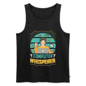 Computer Whisperer IT Support - Men's Premium Organic Tank Top - black - Front - AI Model Male 178 light (178cm)