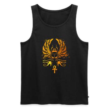 Chepre mit Glyphen - Ägyptischer Skarabäus - Männer Premium Bio Tank Top - Schwarz - Vorne - AI Model Male 178 light (178cm)