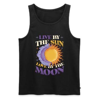 Vivre du soleil L’amour de la lune - Débardeur bio Premium Homme - noir - Devant - Michal (187cm)