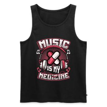 La musique est ma médecine, mélomane - Débardeur bio Premium Homme - noir - Devant - Michal (187cm)