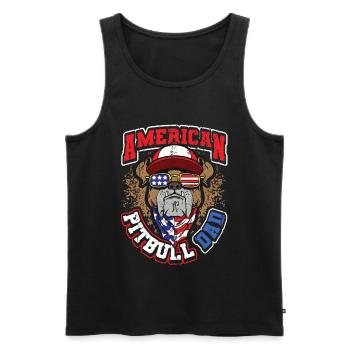 American Pitbull Dad 4. Juli - Männer Premium Bio Tank Top - Schwarz - Vorne - Michal (187cm)