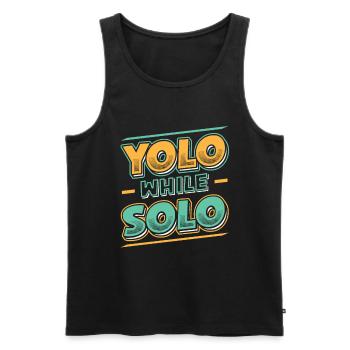 Solo proud single, Happy single - Men's Premium Organic Tank Top - black - Front - AI Model Male 178 light (178cm)