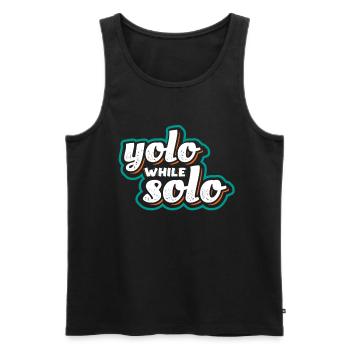 Solo proud single, Happy single - Men's Premium Organic Tank Top - black - Front - AI Model Male 178 light (178cm)