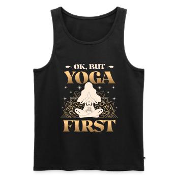 Ok, mais le yoga était le premier, Lotus Namaste - Débardeur bio Premium Homme - noir - Devant - AI Model Male 178 light (178cm)