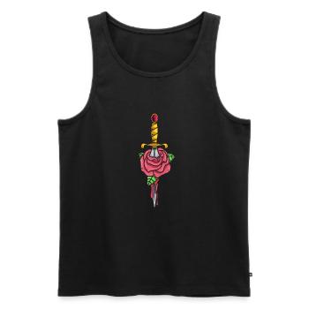 Poignard gothique avec rose - Débardeur bio Premium Homme - noir - Devant - AI Model Male 178 light (178cm)