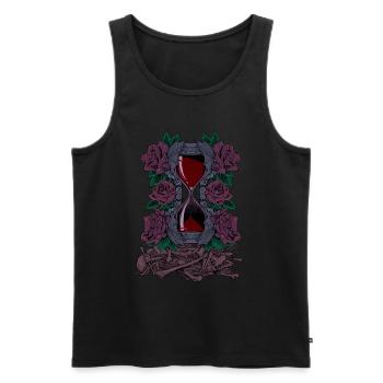 Knochen und Rosen - Gothic Sanduhr - Männer Premium Bio Tank Top - Schwarz - Vorne - AI Model Male 178 light (178cm)
