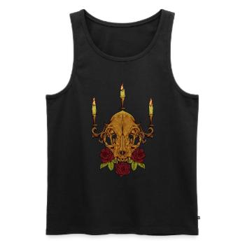 Rosen und Kerzen - Gothic Katzenschädel - Männer Premium Bio Tank Top - Schwarz - Vorne - AI Model Male 178 light (178cm)