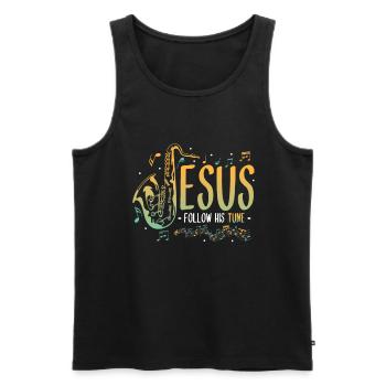 Jesus,Saxophone,Music,Religious. - Men's Premium Organic Tank Top - black - Front - Michal (187cm)